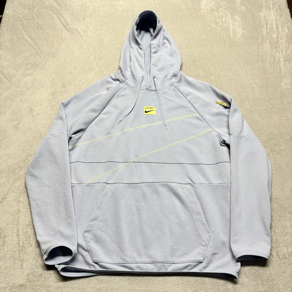 Nike Hoodie Mens Large DQ6620-412 Light Blue Dri-FIT Performance EUC